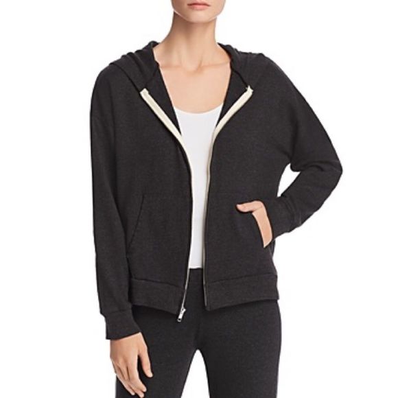 Monrow Black Skull Zip-Up L/S Hoodie Large NWT - Picture 3 of 11